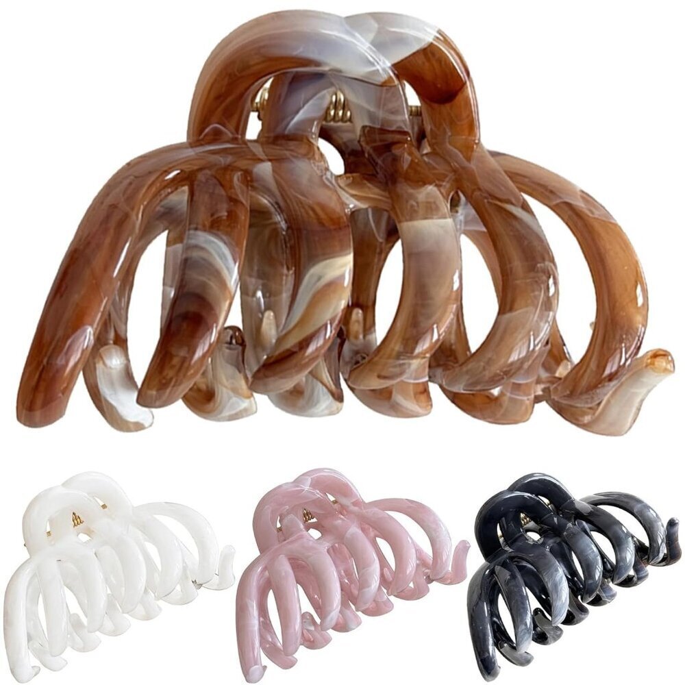 Large Octopus Claw Hair Clips for Thick, Curly, Long Hair Marble Colors